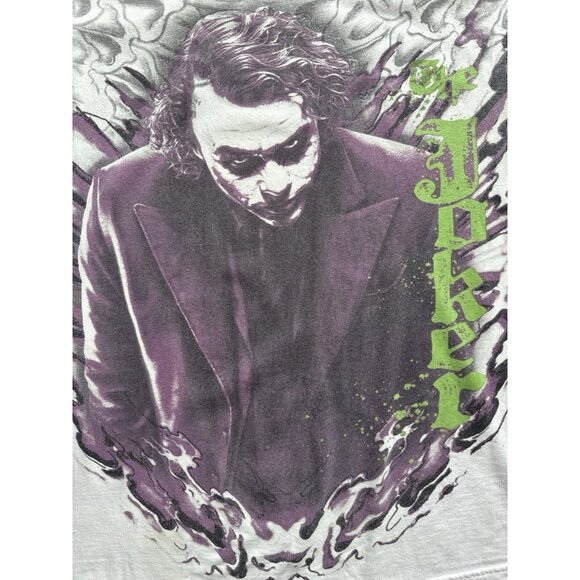 Vintage Y2K The Joker Batman Dark Knight Heath Ledger AOP White Shirt XL - Picture 6 of 13